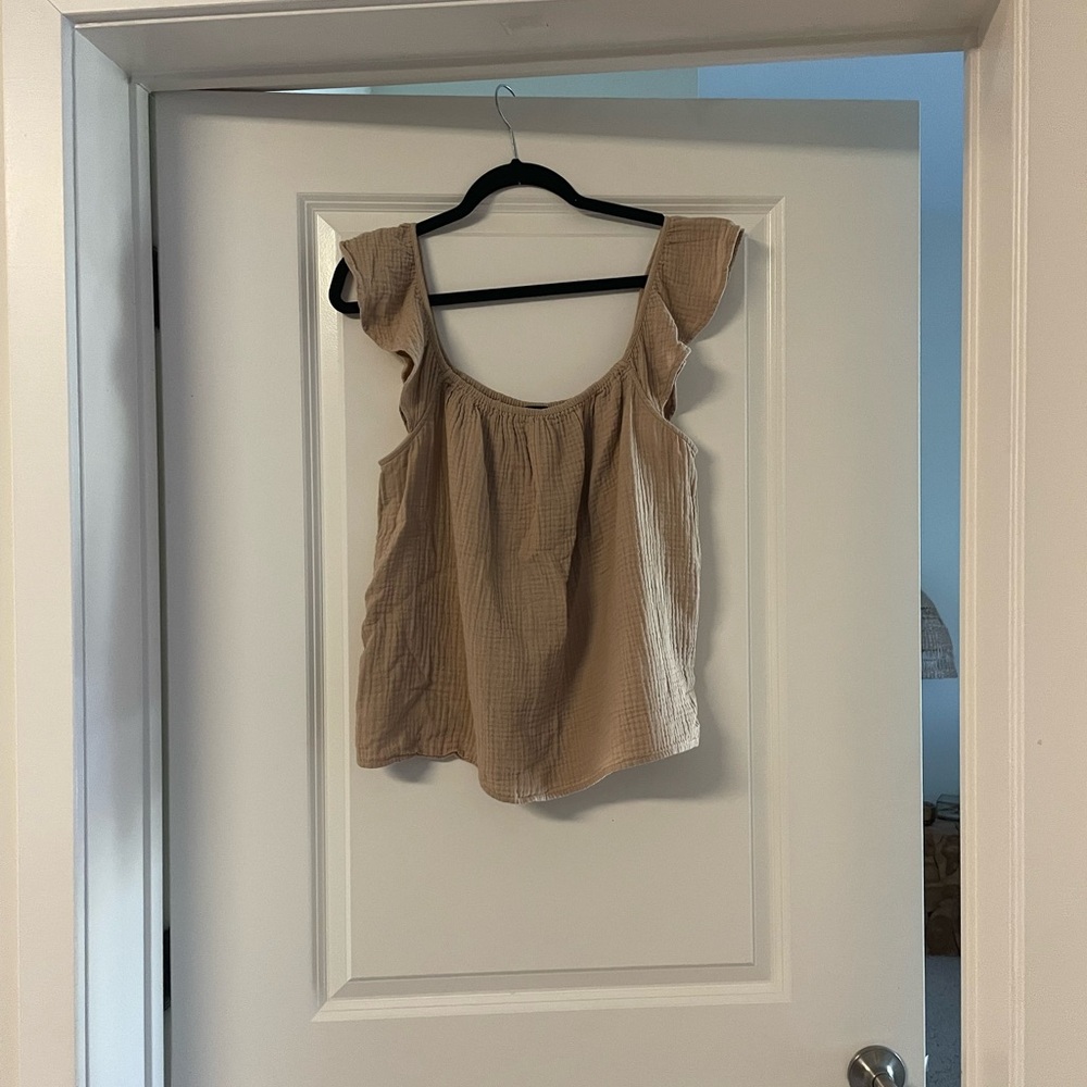 Ann Taylor Gauze Flutter Sleeve Top